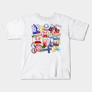 City Passport Stamps Kids T-Shirt